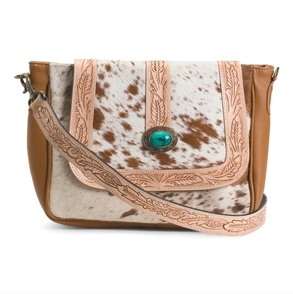 american bison Handbags - 🤎🔹️American Bison 🔹️leather Flap Over Concho Tan Crossbody Bag